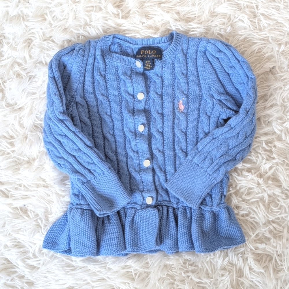 Polo Ralph Lauren Peplum Cardigan in Blue size 2T